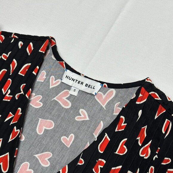 Hunter Bell Womens Jenkins Heart Print Dress Size Small Puff Sleeve Valentines - Picture 5 of 11